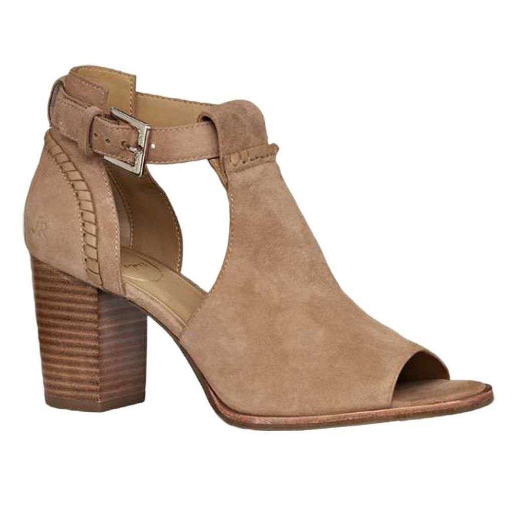 Jack Rodgers Cameron Suede Open Toe Bootie in Oak‎ Size 9